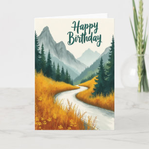 Birthday Watercolor Path Card