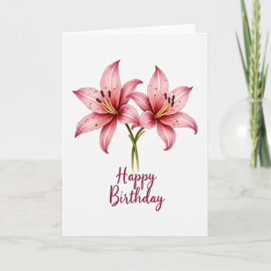 Birthday Watercolor Pink Card