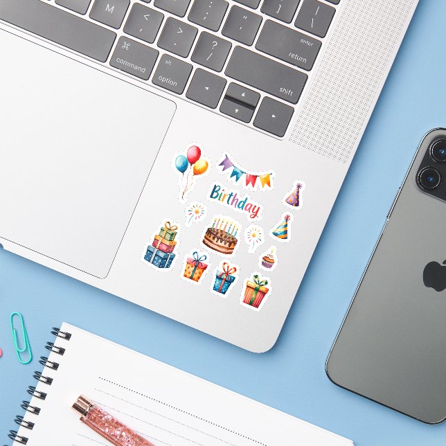 Birthday Watercolor Set (Laptop w/ iPhone)