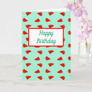 Birthday watermelon slices pattern green card