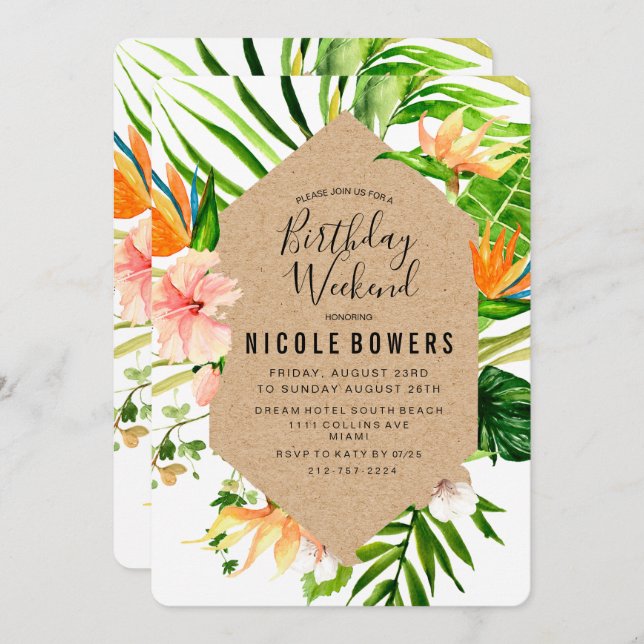 Birthday Weekend Itinerary Invitation (Front/Back)