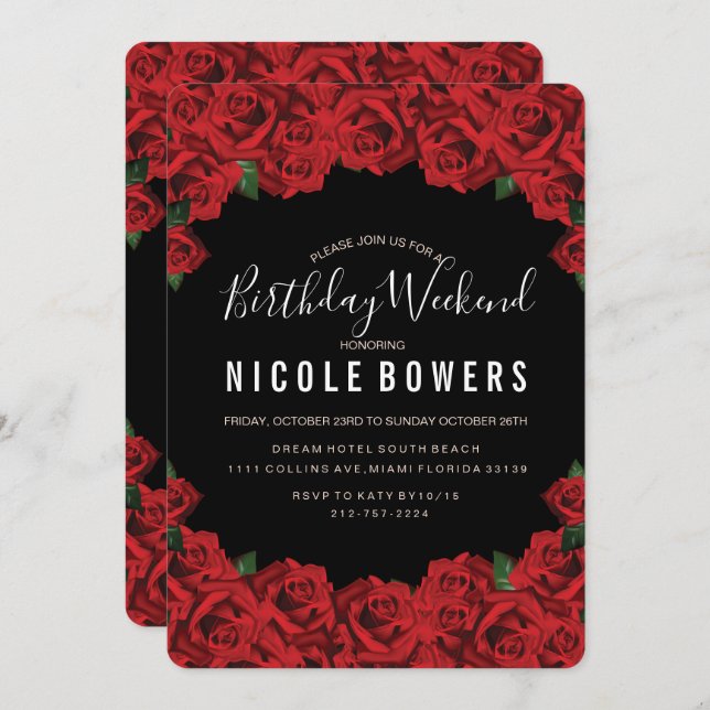 Birthday Weekend Itinerary Invitation (Front/Back)