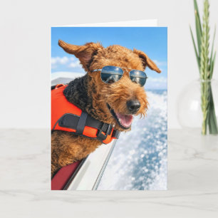 Birthday Welsh Terrier on a Boat Card