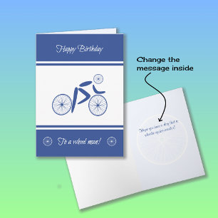 Birthday wheel man funny cyclist card