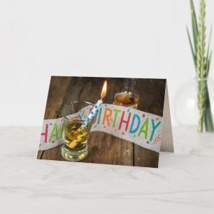 Birthday Whiskey Shot Glass With Candle Card