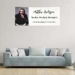 Birthday white black photo man myth legend banner<br><div class="desc">A banner for a 40th (or any age) birthday party for guys. A stylish white background. Personalise and add your own photo of the birthday boy/man. The text: The name in black with a modern hand lettered style script. Personalise and add a name, age 40 and a text. Text: The...</div>
