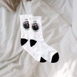 Birthday white black photo man myth legend socks<br><div class="desc">A classic white background.   Text: The Man,  The Myth,  The Legend. Personalise and add his name,  age and photo. Black text.</div>