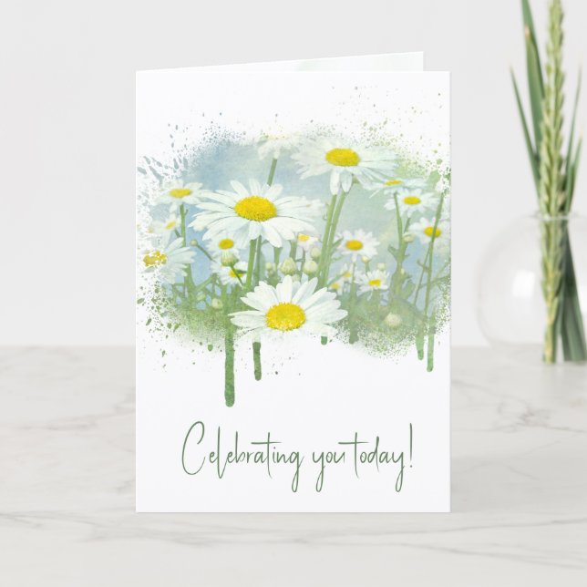 Birthday White Daisy Garden Card (Front)