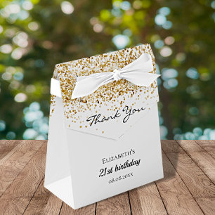 Birthday white gold glitter thank you favour box