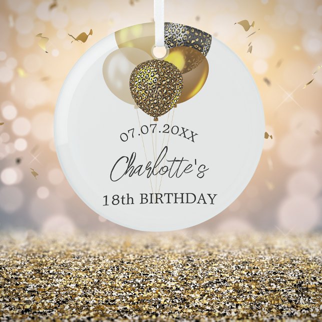 Birthday white gold leopard balloons name glass tree decoration (Creator Uploaded)