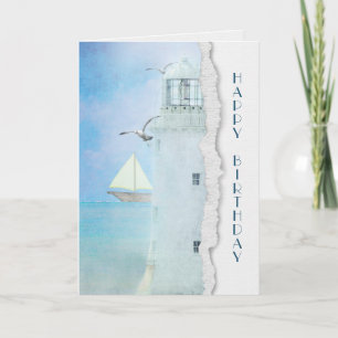 birthday-white lighthouse and sailboat card