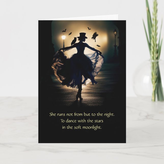 Birthday Wicca Inspired Magickal Women Owl Raven Card (Front)