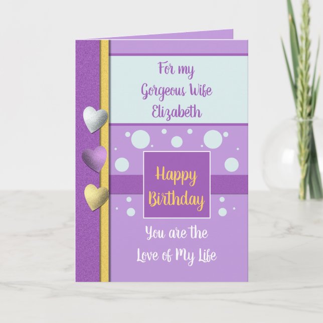 Birthday Wife the reason I smile purple and yellow Card (Front)