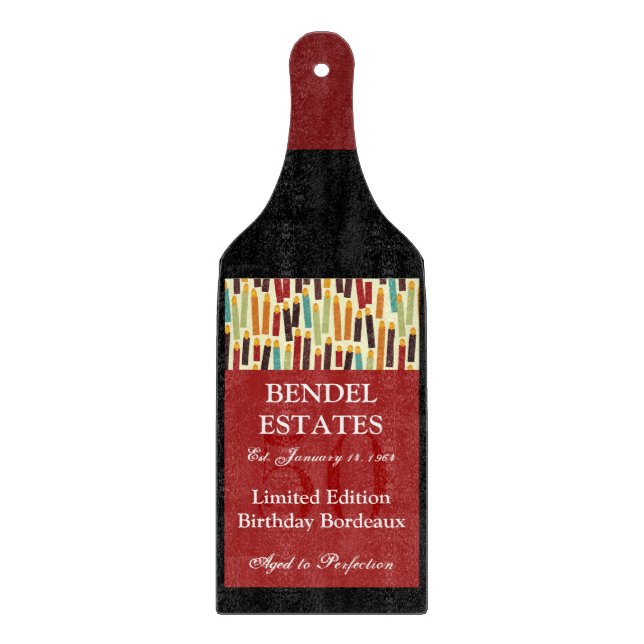 Birthday Wine Bottle Glass Cutting Board (Front)