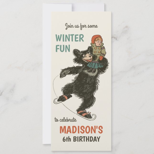 Birthday Winter fun Denslow's Three Bears CC1244 Invitation (Front)