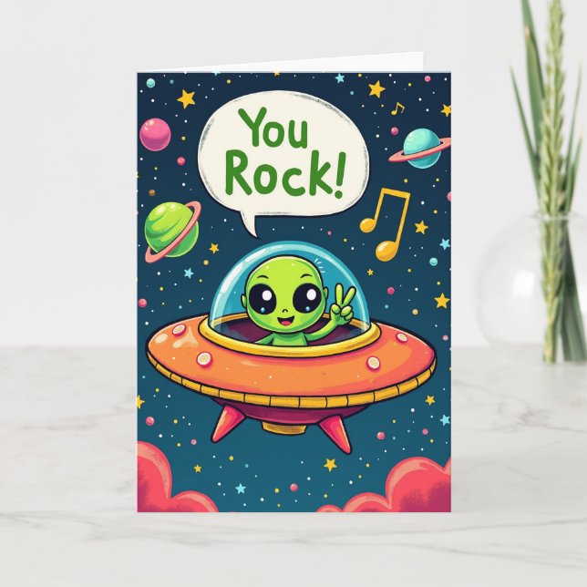 Birthday Wish Cosmic Alien Card (Front)