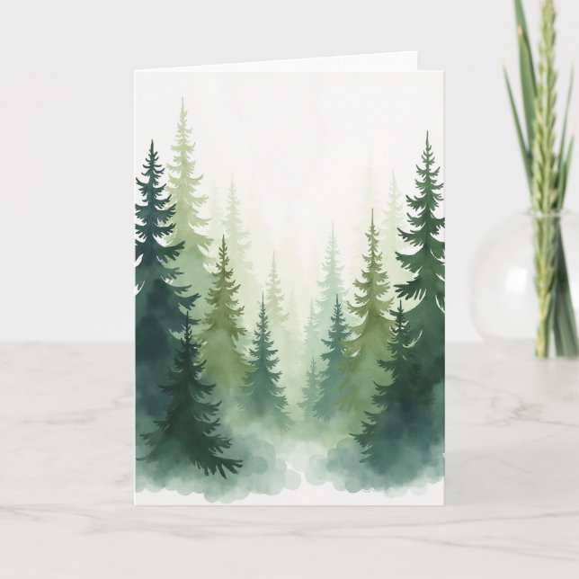 Birthday Wish Forest Watercolor Card (Front)