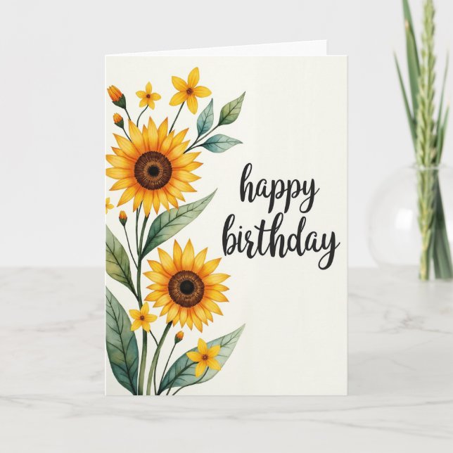 Birthday Wish Golden Bloom Card (Front)