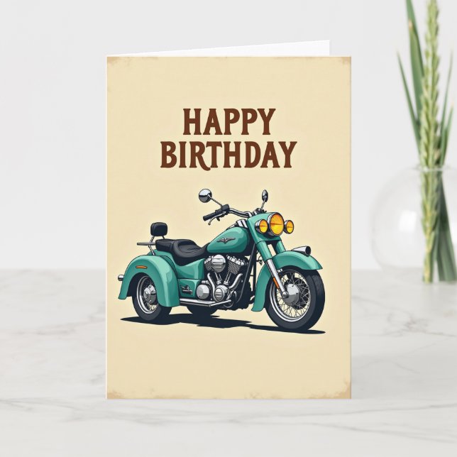 Birthday Wish Teal Trike Card (Front)