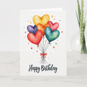 Birthday Wish Watercolor Heart Card