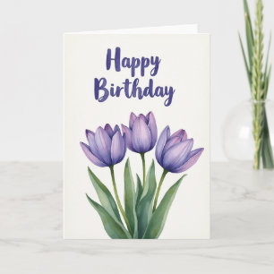 Birthday Wish Watercolor Tulip Card