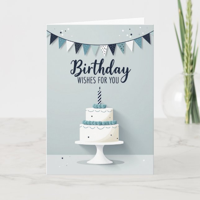 Birthday Wishes Cake Card (Front)