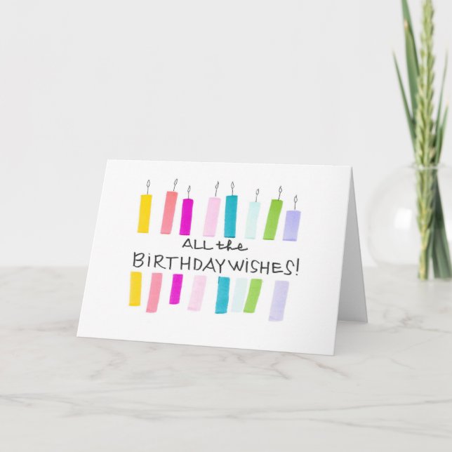 birthday wishes candles rainbow colourful corporat thank you card (Front)