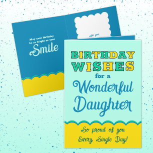 Birthday wishes daughter blue green card