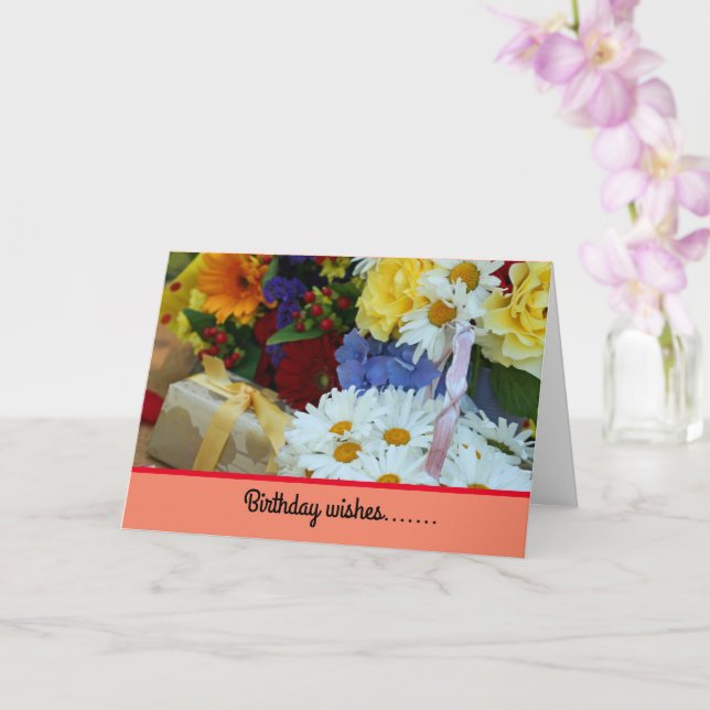 Birthday Wishes Folded Greeting Card (Orchid)