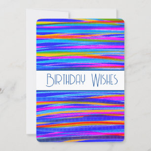 Birthday Wishes In Blue Lined Abstract Card