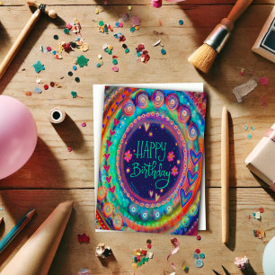 Birthday Wishes “Inspirivity” Colourful Fun Happy  Card
