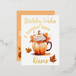 Birthday Wishes & Pumpkin Spice Wishes Foil Holiday Postcard