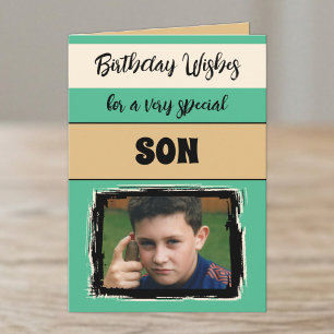 Birthday wishes special son green photo card