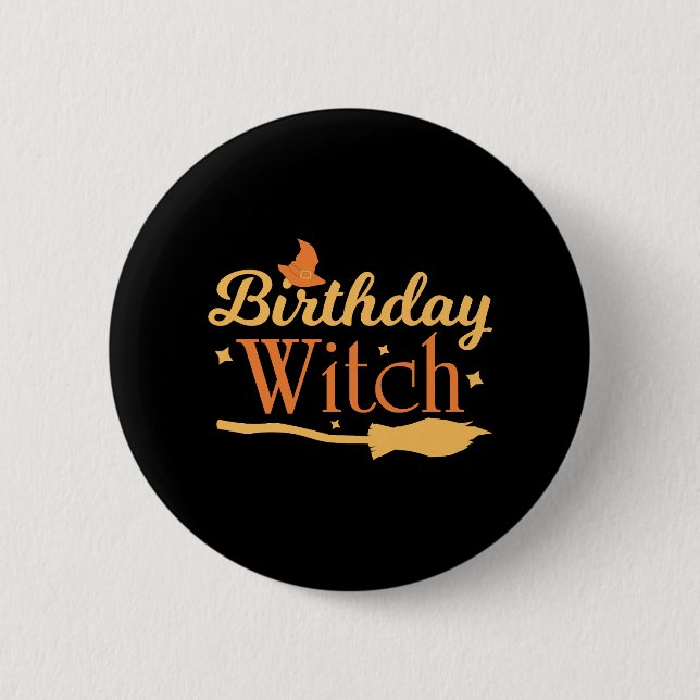 Birthday Witch Halloween Birthday 6 Cm Round Badge (Front)