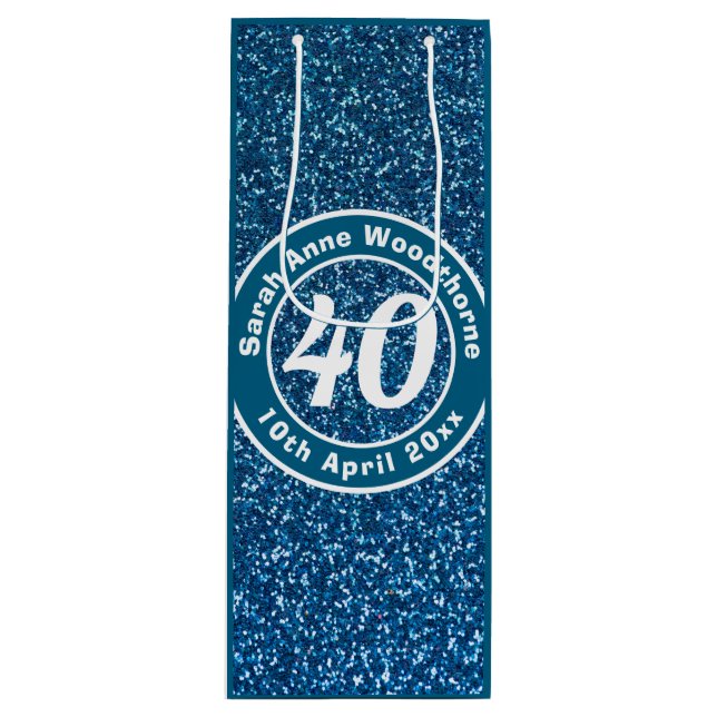 Birthday with Name, Age, & Date Wine Bottle Gift Bag (Front)