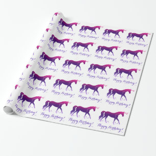Birthday with Unicorn and Stars in Silhouette Wrapping Paper