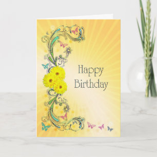 Birthday with yellow flowers card