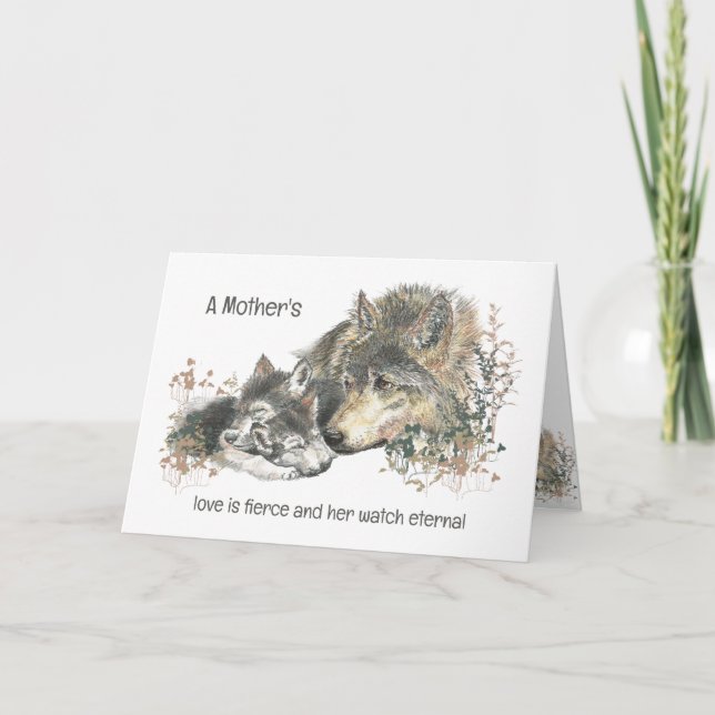 Birthday Wolf Mum Love Fierce Watch Eternal Card (Front)