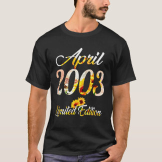Birthday Women Girl Sunflower April 2003 T-Shirt