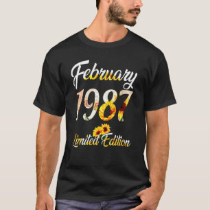 Birthday Women Girl Sunflower February 1987 1 T-Shirt