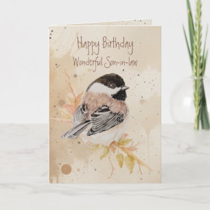 Birthday Wonderful Son-in-law Chickadee Bird Card