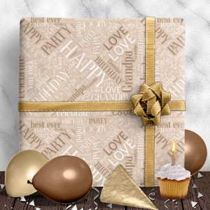 Birthday Word Cloud Grandpa Mocha ID276 Wrapping Paper