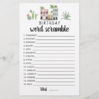 Birthday word scramble game with Answers