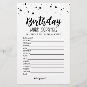 Birthday word scramble game with Answers