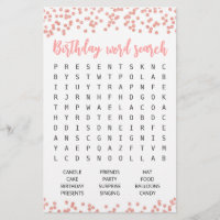 Birthday Word search game Birthday party