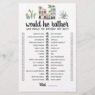 Birthday Would He Rather editable game