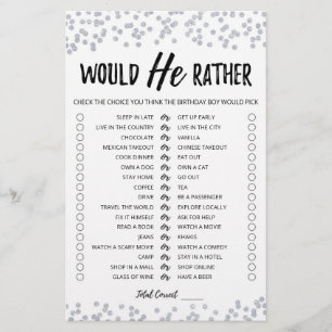 Birthday Would He Rather editable game
