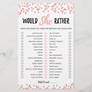Birthday Would She Rather editable game