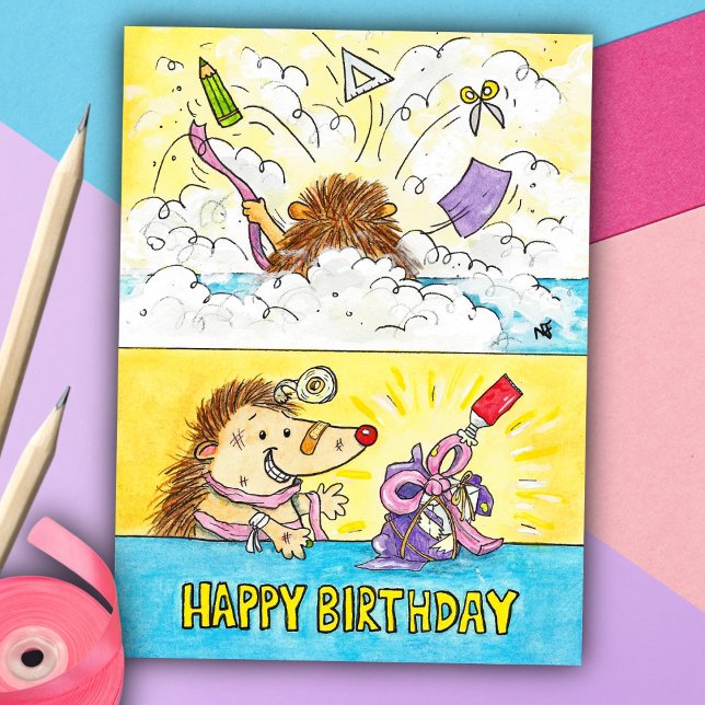 Birthday Wrapping Disaster postcard by N. Janes (Creator Uploaded)