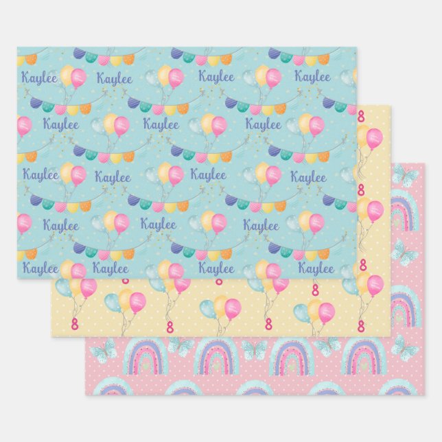 Birthday Wrapping Paper Flat Sheet Set of 3 (Set)
